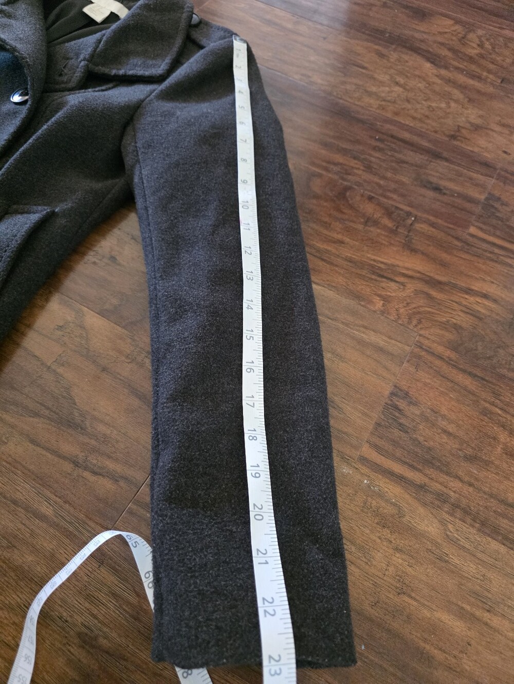 H&M Women’s Double-Breasted Wool Feel Peacoat - Dark Charcoal - Picture 11 of 11